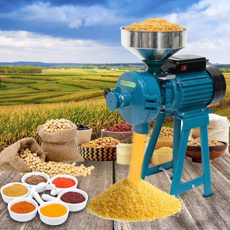 3000W Blue Electric Commercial Grain Grinder with Funnel