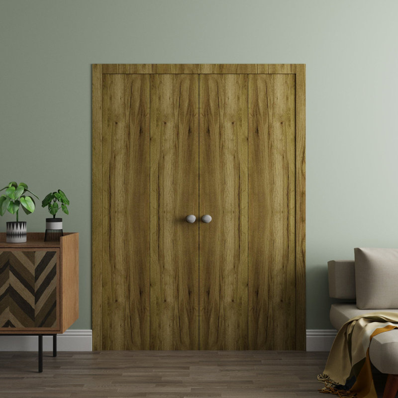 Portes coulissantes doubles pour garde-robe coulissante - ESSENTIEL 8001 - Ensemble de quincaillerie de moulures à moulures robustes - Portes de garde-robe de chambre en bois massif