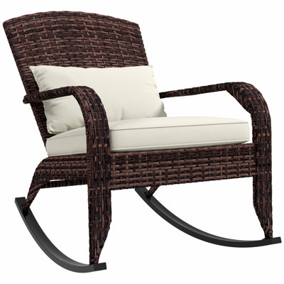 Outdoor Rocking Chair, Patio Rattan Rocker Chair For Garden, Porch, Balcony, Contemporary Rocking Chair For Home