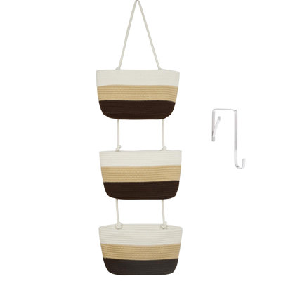 3-tier Woven Cotton Wall-mounted Storage Organizer Bag