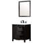 28 po Miroir, meuble-lavabo de salle de bain brun, comptoir en quartz blanc - teinture de construction, meuble-lavabo, comptoir, robinet et miroir