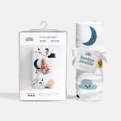 Moon's Birthday Fitted Sheet and Swaddle Bundle
