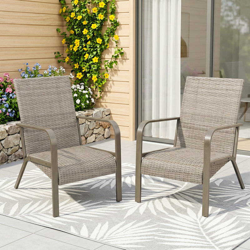 Fauteuils club de patio en osier toutes saisons avec coussins à séchage rapide Arusha Antilles, Beige
