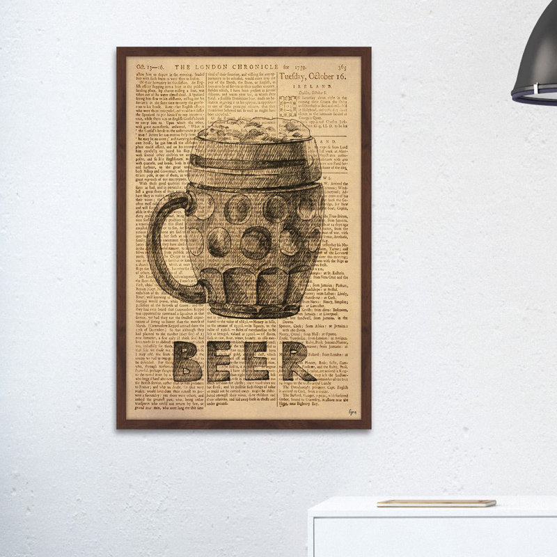 « bière stein », impression encadrée, H 18 po x l 12 po x P 1,5 po