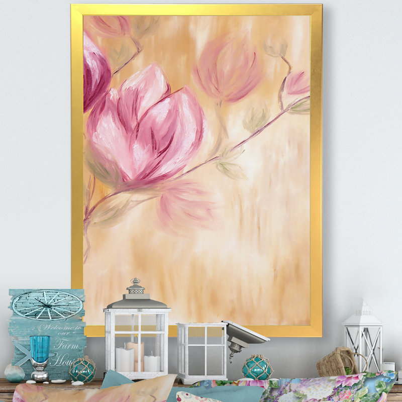Peinture du printemps magnolia - reproduction d'art sur toile traditionnelle, H 44 po x l 34 po x P 1,5 po