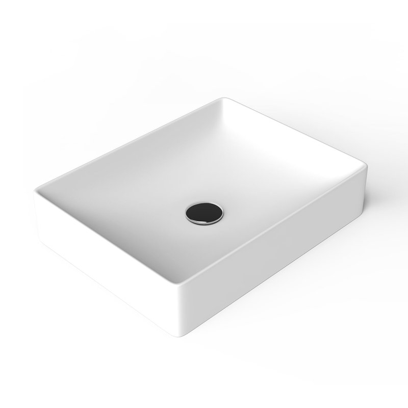 Fly Glossy White Ceramic Rectangular Wall-Mount Bathroom Sink