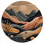 Yellow Graphic Moon In The Mountains V - Unframed Print on Wood-1150247696