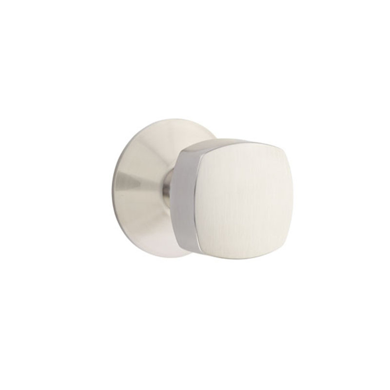 Emtek Passage Knobset w/ Modern Rosette and Freestone Knob, Satin Nickel