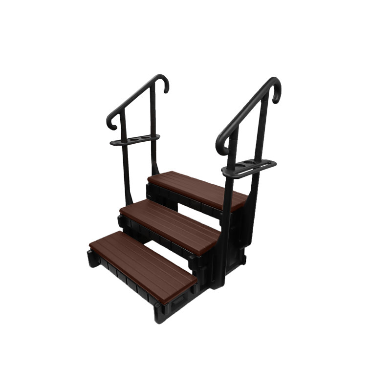 Mahogany 3-Tread Spa Step with Black Accents