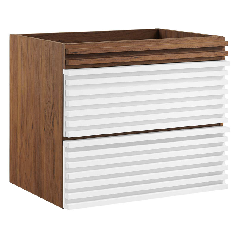 Base de meuble-lavabo mural simple 23,5 po Modway Render, Blanc / Noyer