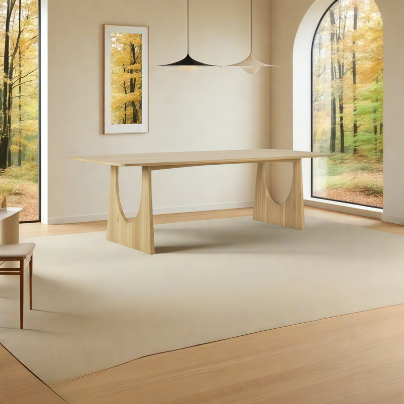 Rectangular Burlywood Solid Wood Dining Table, 29.5"H x 86.6"L x 35.4"W