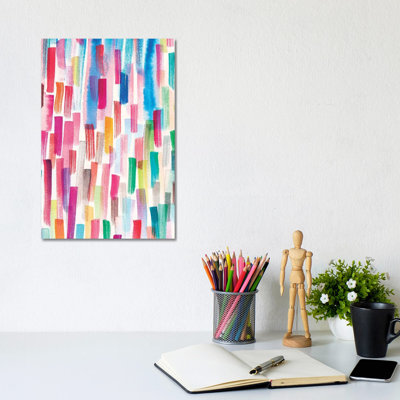 Colourful Brushstrokes Multicolored by Ninola Design - Wrapped Canvas Painting