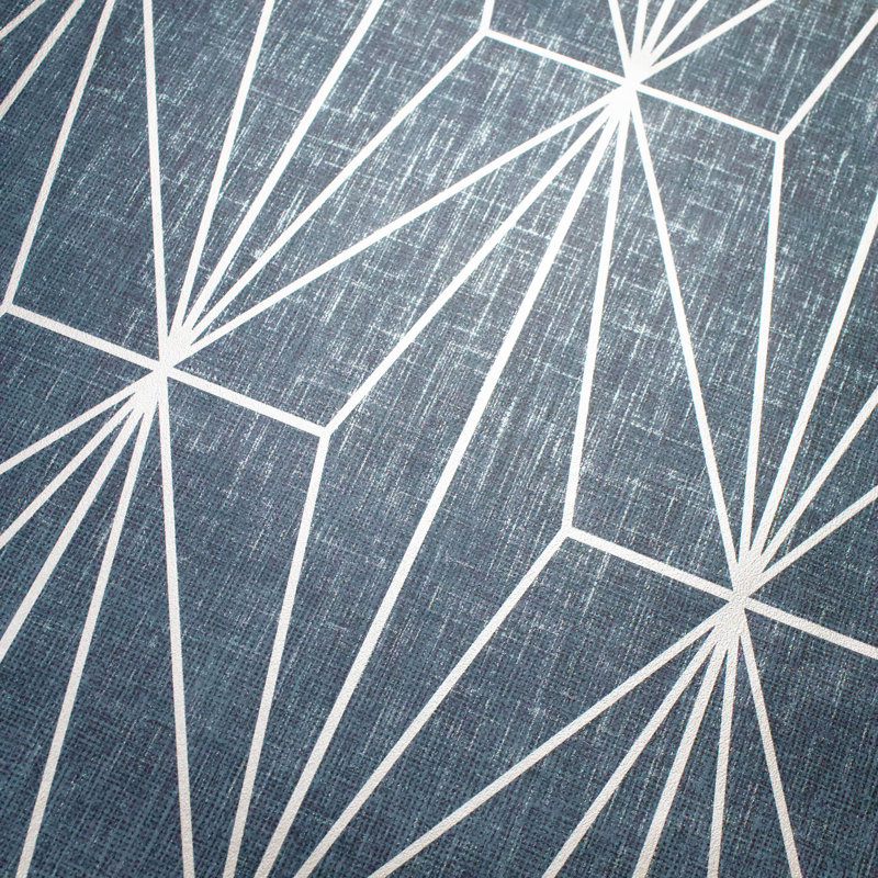 Modbury 10.05m x 53cm Wallpaper Roll, Blue/Silver