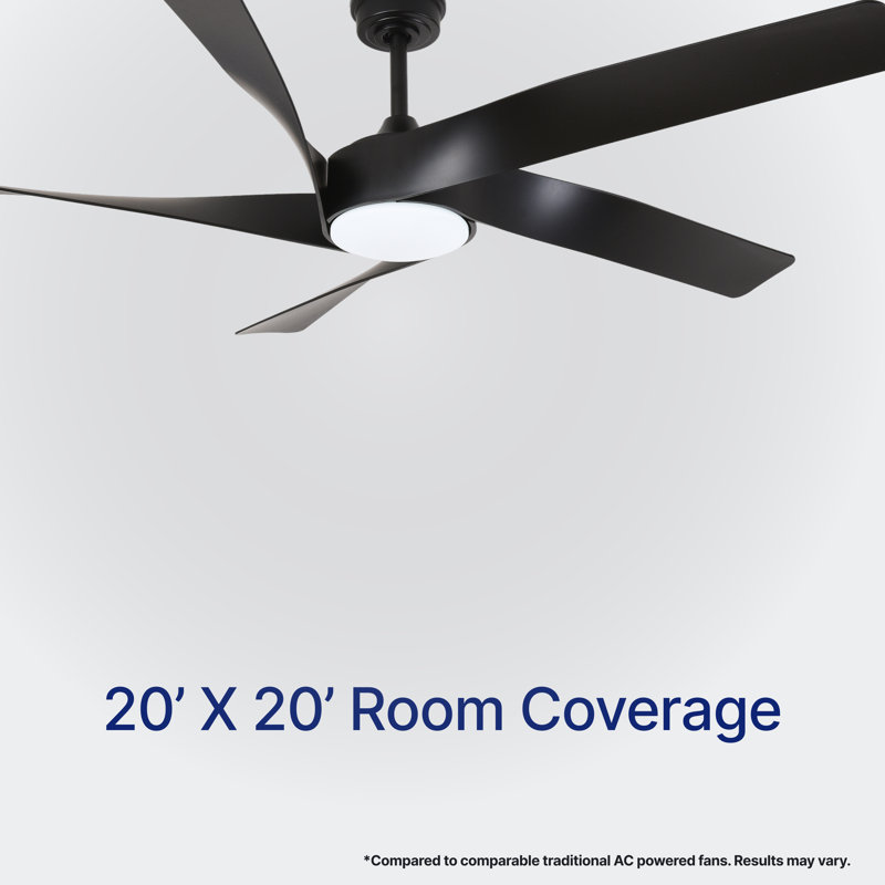 Ventilateur de plafond intérieur / extérieur 60 pouces avec pales en ABS Kodiak, noir mat avec pales noir mat, DEL 6CCT sélectionnables, moteur à courant continu Whisper-Silenc, télécommande (5 pales)