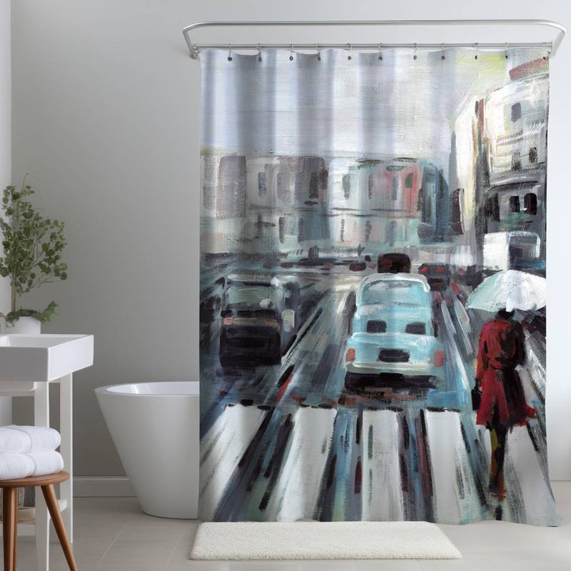 Shower Curtain CI12 – Polyester Shower Curtain, Dye Sublimation Print, 71" W × 74" L