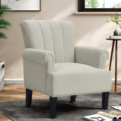 Chaise d'appoint moderne en polyester, revêtement crème pour la maison ou la chambre à coucher