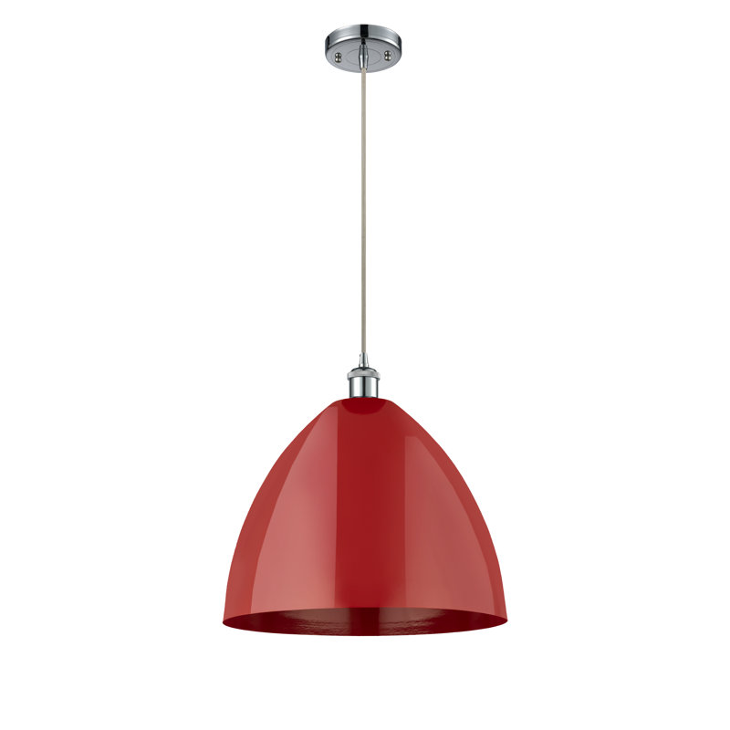 Luminaire suspendu conique 1 lumière, Rouge, Brun