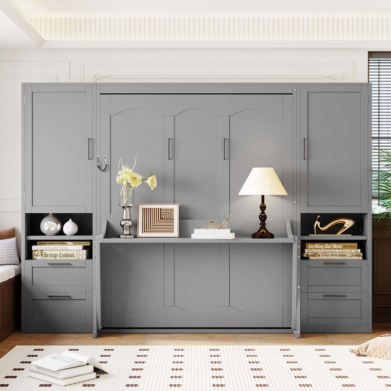 Lit escamotable Murphy avec placard, tiroirs et tablettes