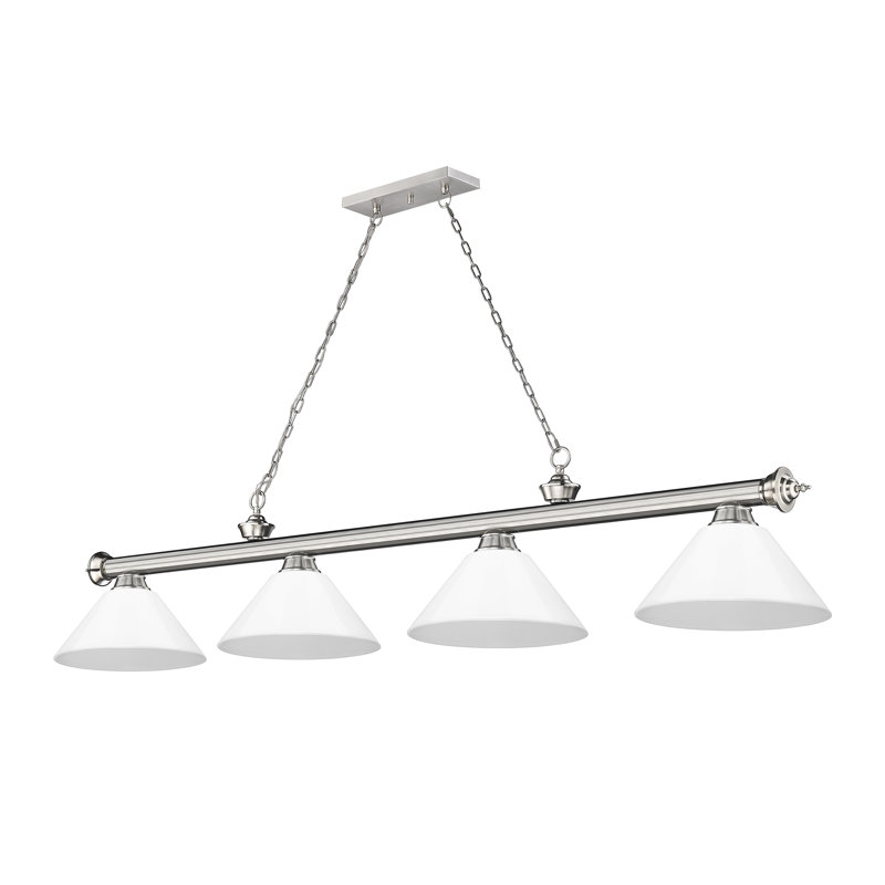 Billard 4 lumières Annaleisa, Blanc, Nickel brossé