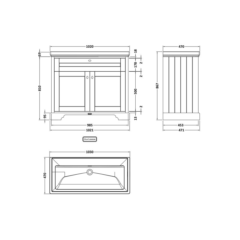 Old London 1020 mm Bathroom Vanity