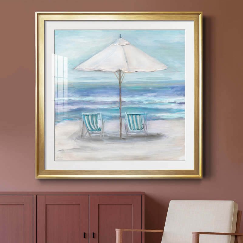 Gulf Shores II - peinture encadrée, H 26,5 po x l 26,5 po x P 1,5 po, Encadrement doré
