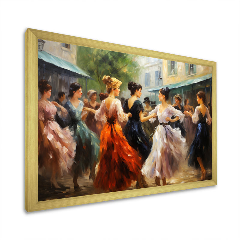 «Dance In Paris I», reproduction sur toile, H 16 po x l 32 po x P 1 po, Encadrement doré