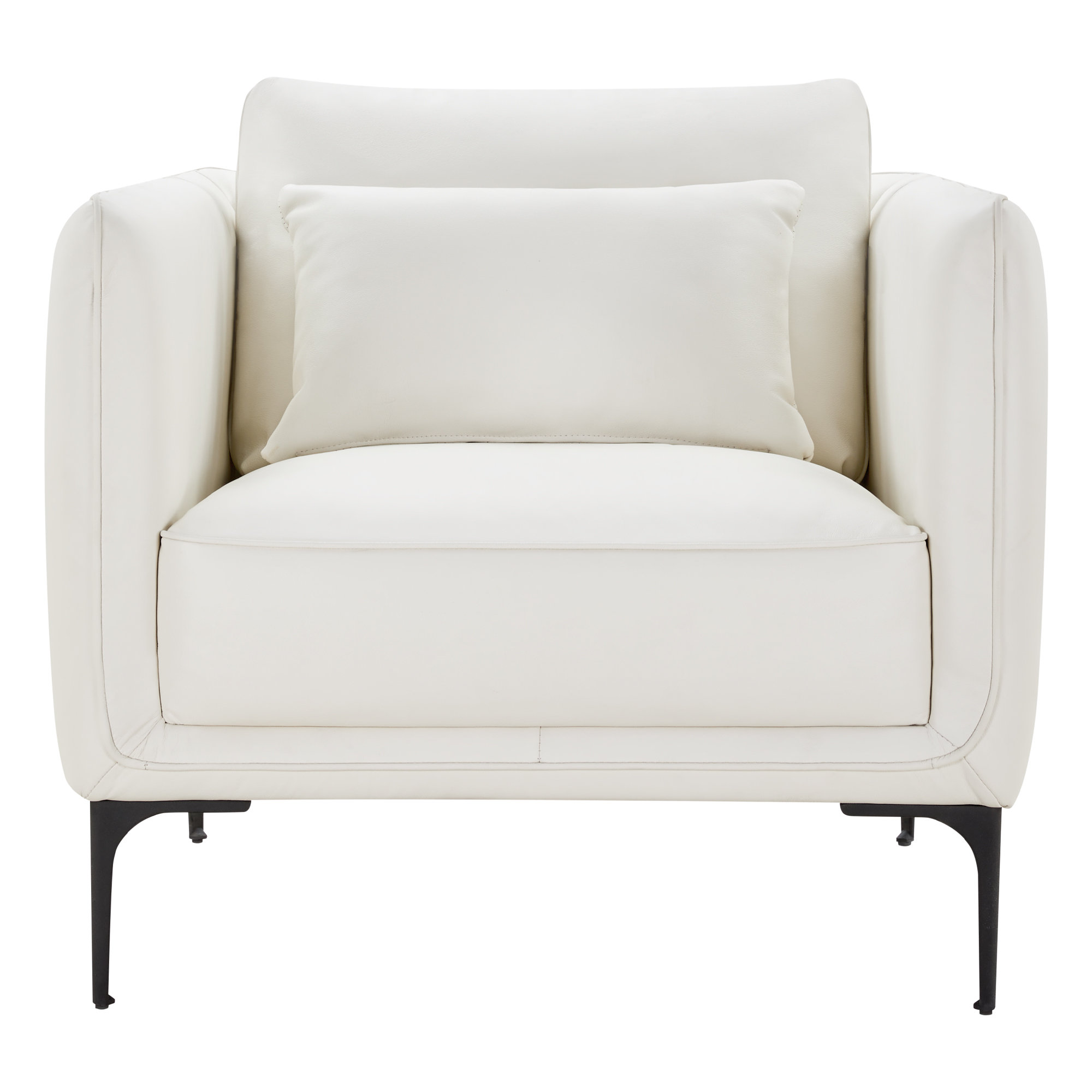 Rae Genuine Leather Upholstered Armchair, Impression White Top Grain Leather