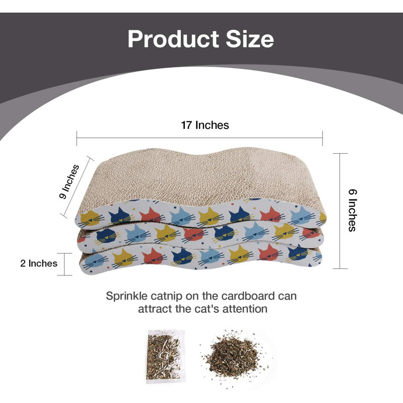 Cat Scratcher Cardboard Scratching Pad With Catnip 3 Pack