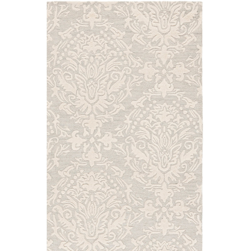 Tapis sauge / ivoire en laine touffeté à la main Ferrera, Tapis de couloir 2 pi 3 po x 14 pi