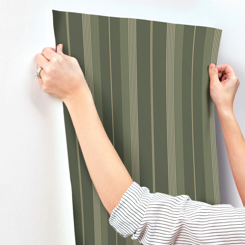 Papier peint à rayures Evergreen, Vert