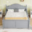 Lit double pour enfants, lit plateforme double en bois avec tête et pied de lit-119320726-119320724