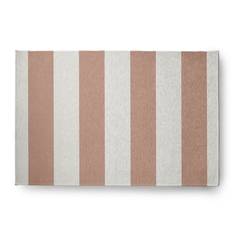 Tapis mauve à rayures tissé à plat intérieur / extérieur Angi, Rectangle 4 pi x 6 pi