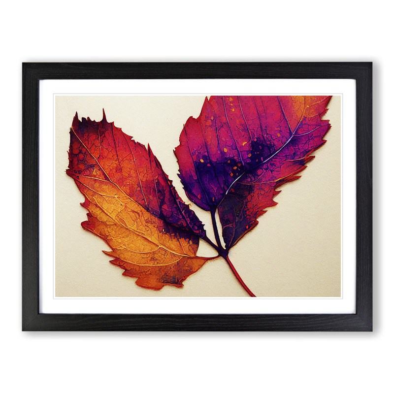 Plant Leaf Vol.3 - Single Picture Frame Painting, Black, 46cm H x 64cm W x 2cm D