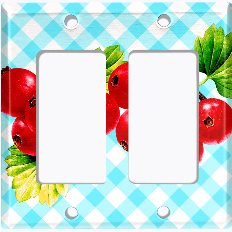 Cranberry Leaf Light Blue Picnic Food & Beverage 2 - Gang Rocker Standard Wall Plate