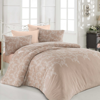 Ensemble de housse de couette en mélange de coton beige / gris 2 pièces Gaskin