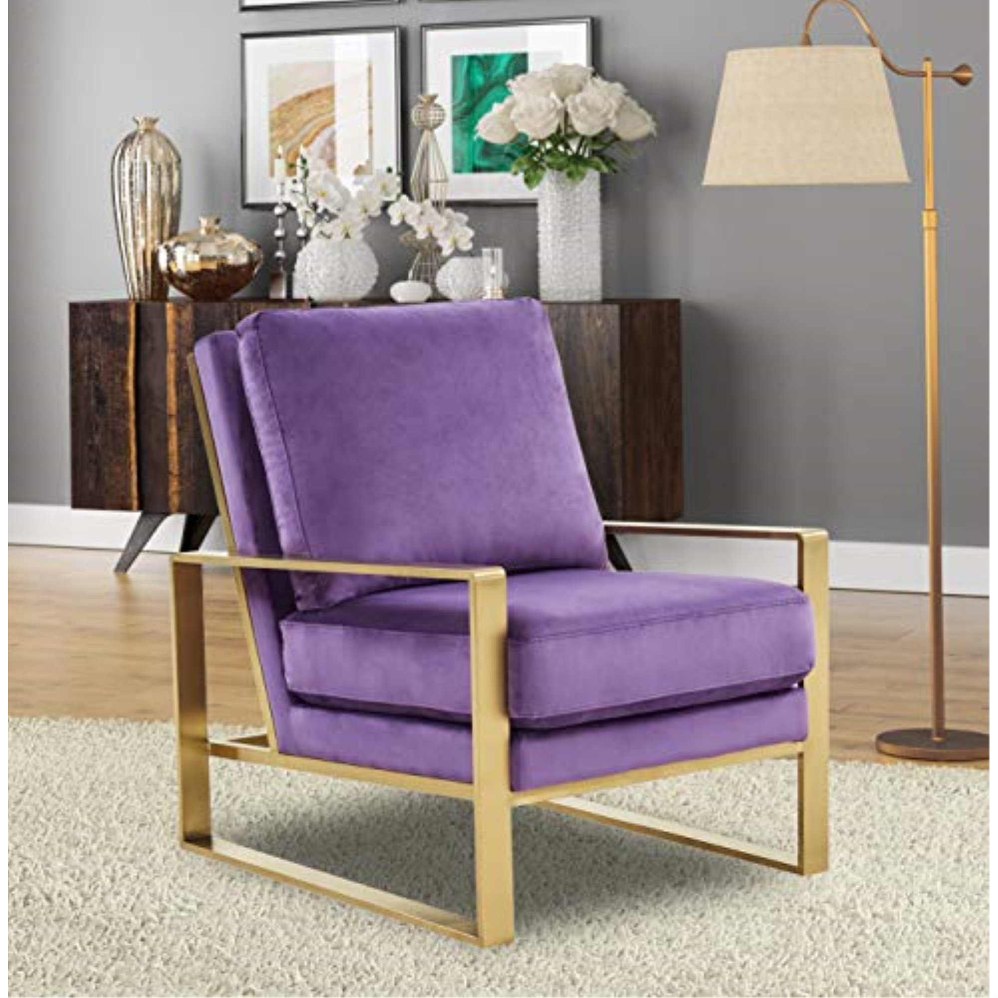 LeisureMod Modern Dining Chair Cushion Pads (Purple)
