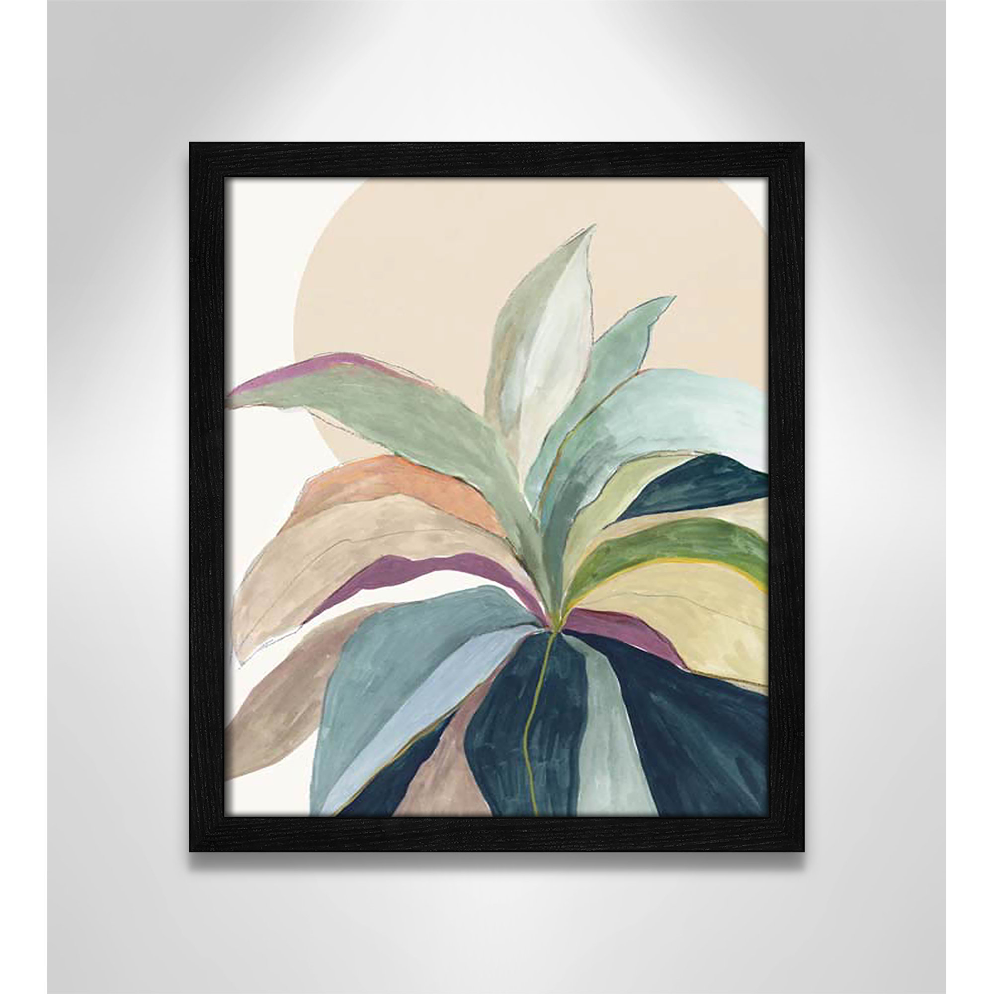 Sunny Bright Leaves II by Asia Jensen, 15" H x 13" W x 0.75" D, Black Slim Unmatted Picture Framed