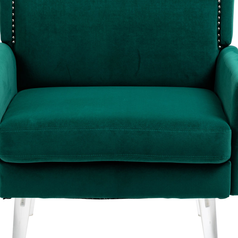Upholstered Armchair, Green Velvet