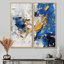 Kaléidoscope cubique bleu et jaune - décoration murale bleue 2 panneaux