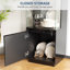 Glass Display Cabinet with 3 Color Led Lights, Wine Cabinet with Lock-1331475819
