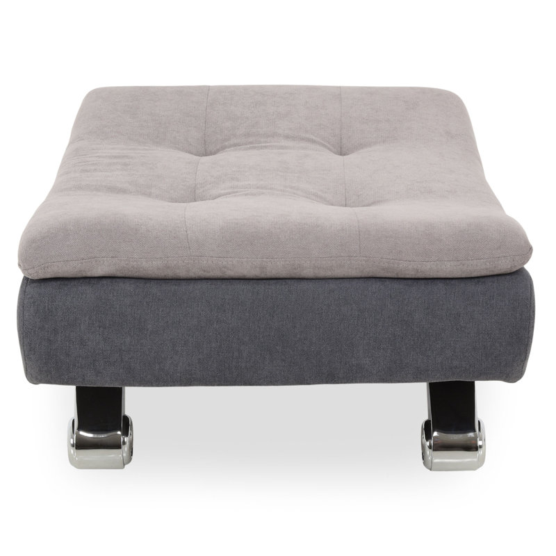 Nergizli 101cm Wide Tufted Rectangle Solid Colour Footstool Ottoman, Beige/Grey