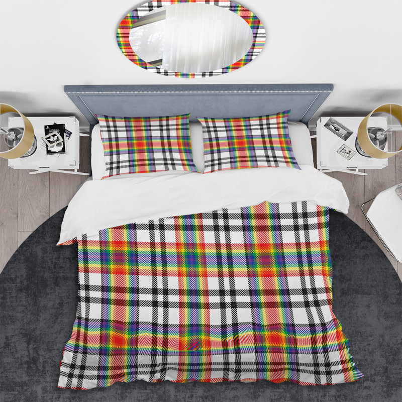 Ensemble de housse de couette en microfibre noir / blanc / orange 3 pièces
