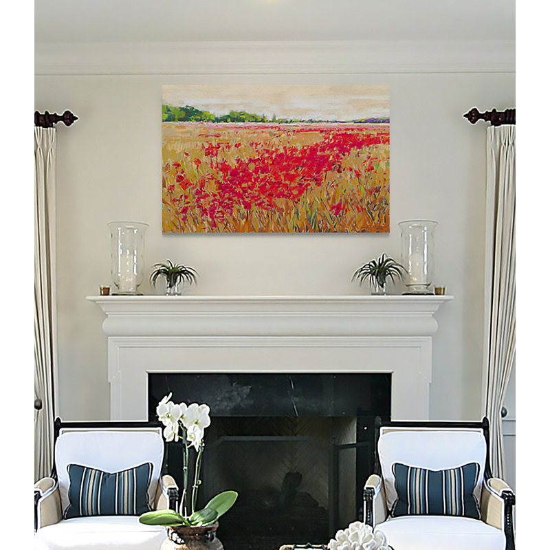 «Poppies» Evening Light II », reproduction, H 24 po x l 36 po x 1,5 po, Toile tendue