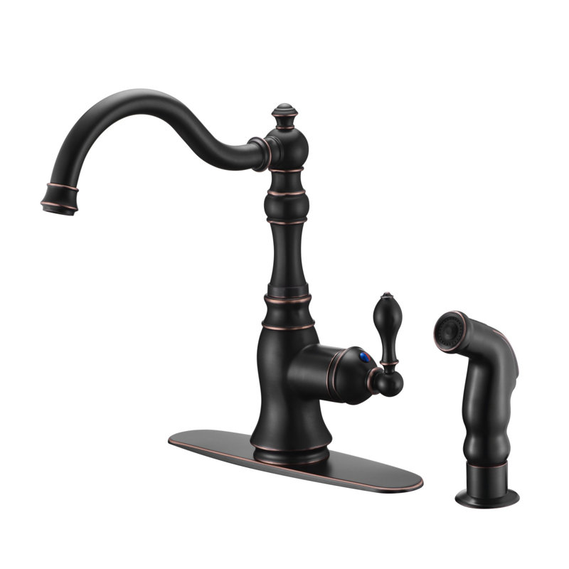 Signature Collection 2-4 Hole Installation Single Handle Kitchen Faucet with Matching Pull-Out Side-Sprayer - Oil Rubbed Bronze