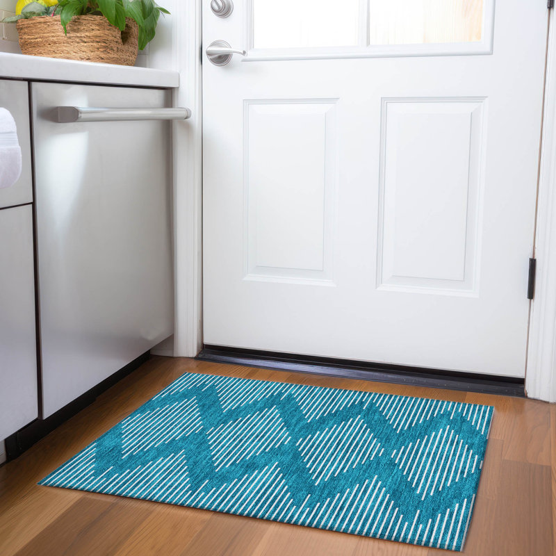 Tapis géométrique Premium lavable à la machine Colmenero AMF1016, Rectangle 1 pi 8 po x 2 pi 6 po