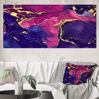 Mauve et bleu, art abstrait fluide de luxe IV, reproduction sur toile