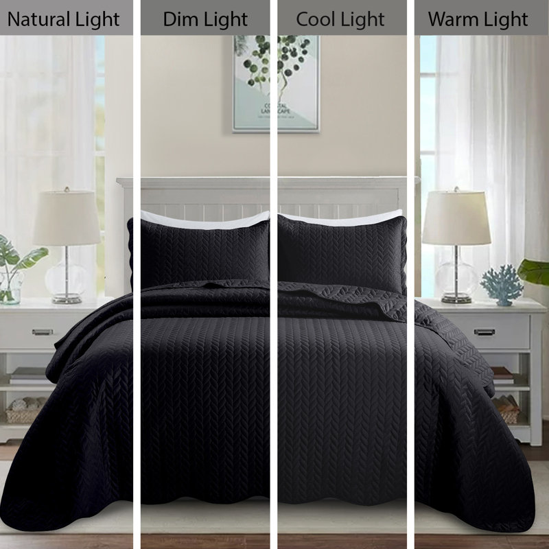 Ensemble de couvre-lit en microfibre , Grand lit, Noir