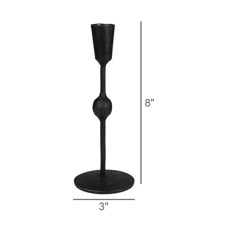 Rustic Iron Candlestick, 8" H x 3" W x 3" D
