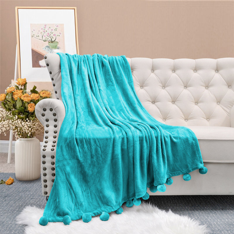  Couverture en molleton flanelle, Bleu baltique, L 50 po x L 60 po