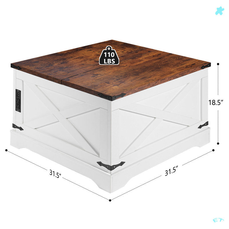 Multi-Functional Lifting Dining Table Coffee Table, Walnut, 18.18" H x 31.18" L x 31.53" W